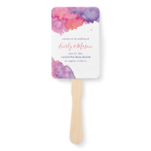 Koraalroze en Paarse Abstracte Waterverf bruiloft