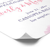 Koraalroze en Paarse Abstracte Waterverf bruiloft Poster (Hoek)