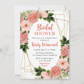 Koraalroze en rode rozen en goudLijst Vrijgezellen Kaart (Voorkant)