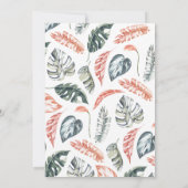 Koraalroze en tropische bladbladeren bruiloft (Achterkant)