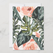 Koraalroze en tropische bladbladeren bruiloft (Achterkant)