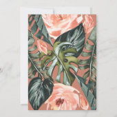 Koraalroze en tropische bladbladeren bruiloft (Achterkant)