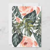 Koraalroze en tropische bladbladeren bruiloft (Achterkant)