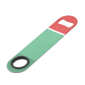 Koraalroze en watermint groene aangepaste tekst speed flessenopener (Achterkant Gekanteld)