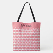 Koraalroze en wit met kalligrafie tote bag (Achterkant)