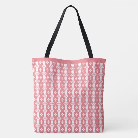 Koraalroze en wit tote bag (Achterkant)
