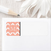 Koraalroze en witte Chevron met aangepast monogram Etiket (Insitu)