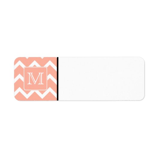 Koraalroze en witte Chevron met aangepast monogram Etiket (Voorkant)