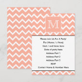 Koraalroze en witte Chevron met aangepast monogram Kaart (Voorkant / Achterkant)