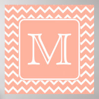 Koraalroze en witte Chevron met aangepast monogram