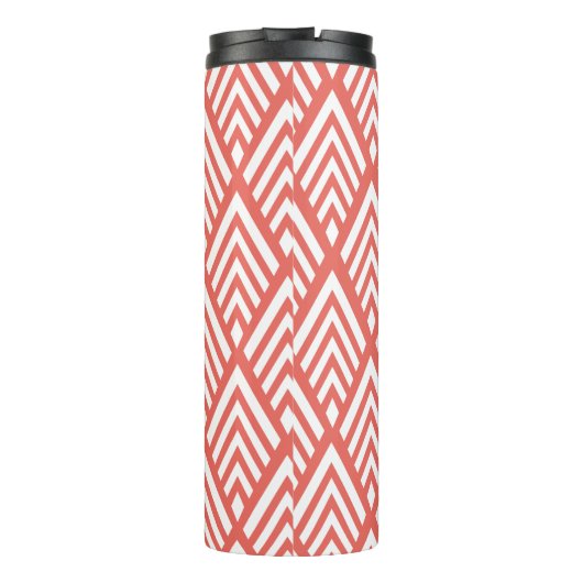 Koraalroze en witte deco-pijlen met Initiaal Thermosbeker (Achterkant)