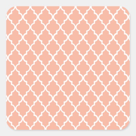 Koraalroze en witte Marokkaanse tralitilpatroon Vierkante Sticker (Voorkant)