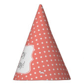 Koraalroze en witte pokadot Birthday Party Feesthoedjes (Rechts)
