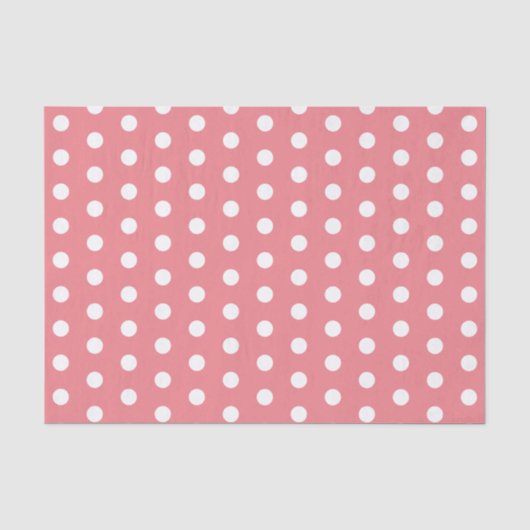 Koraalroze en witte polka stippen tissuepapier (Voorkant)