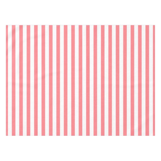 Koraalroze en witte streep tafelkleed (Voorkant (Horizontaal))