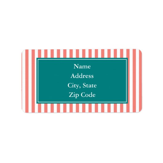 Koraalroze en witte strepen etiket (Voorkant)