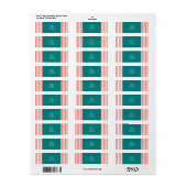 Koraalroze en witte strepen etiket (Full Sheet)