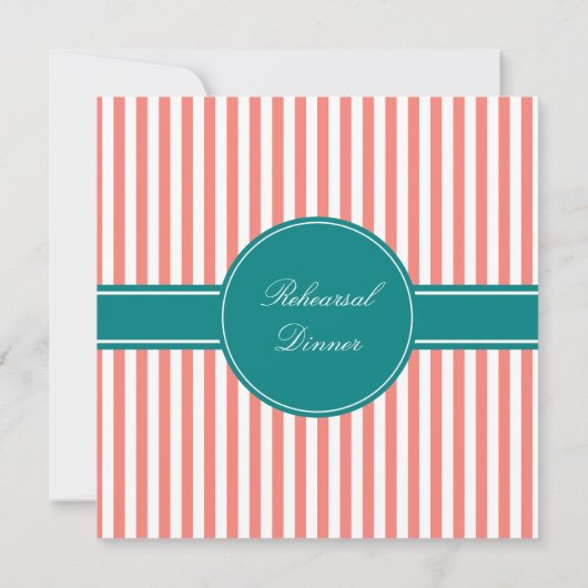 Koraalroze en witte strepen met Blauwgroen Kaart (Achterkant)