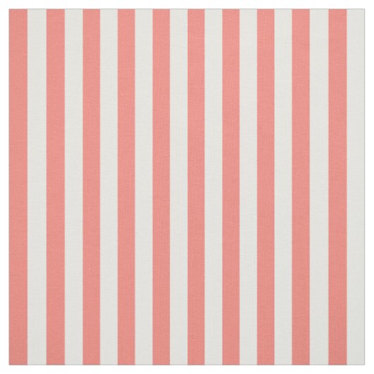 Koraalroze en witte strepen stof (Swatch)