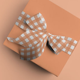 Koraalroze en witte Waterverf Gingham Satijnen Lint