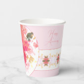 Koraalroze en witte Waterverf Papieren Bekers (Achterkant)