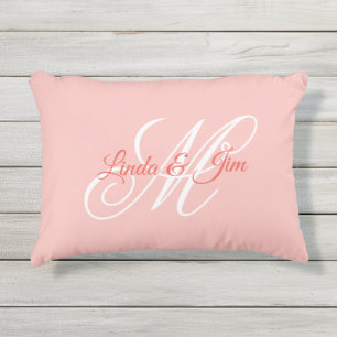 Koraalroze Fantasie Bruiloftsmonogram Buitenkussen