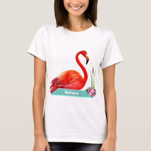 Koraalroze Flamingo & Bloemen T-shirt