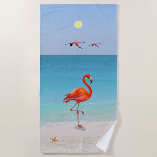 Koraalroze flamingos op de keukendoek strandlaken (Voorkant)