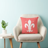 Koraalroze Fleur de lis monogram werpkussen Kussen (Stoel)