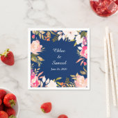 Koraalroze Floral Border Wedding Servet (Insitu)