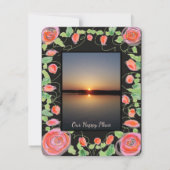 Koraalroze Floral RSVP Kaartje (Achterkant)