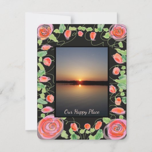 Koraalroze Floral RSVP Kaartje (Achterkant)