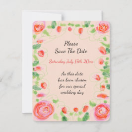 Koraalroze Floral RSVP Kaartje