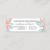 Koraalroze florale waterverf trendy afspraak mini visitekaartje (Achterkant)