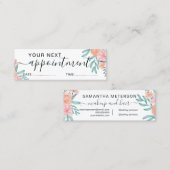 Koraalroze florale waterverf trendy afspraak mini visitekaartje (Voorkant / Achterkant)