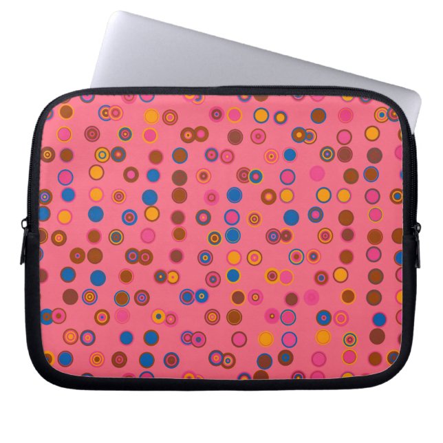 Koraalroze geometrische cirkels borrelgom laptop sleeve (Voorkant)