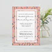 Koraalroze gepersonaliseerde Floral WEDDING Kaart (Staand voorkant)