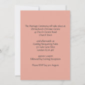 Koraalroze gepersonaliseerde Floral WEDDING Kaart (Achterkant)