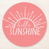 Koraalroze gewone moderne Hallo zonneschijn Ronde Kartonnen Onderzetter (Voorkant)