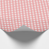 Koraalroze Gingham-printer Glossy Wrapping Paper Cadeaupapier (Hoek)
