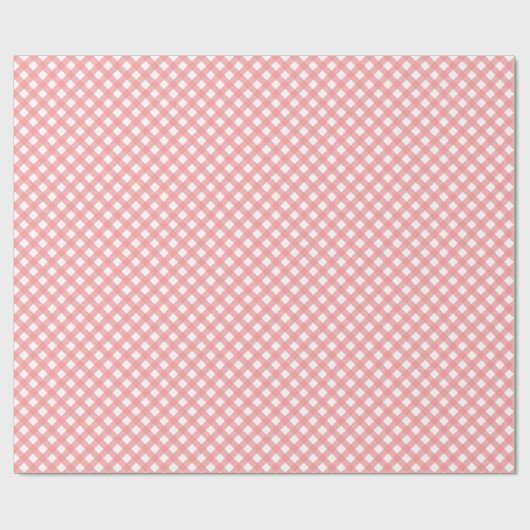 Koraalroze Gingham-printer Glossy Wrapping Paper Cadeaupapier (Vlak)
