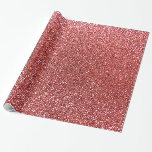 Koraalroze glitter cadeaupapier (Uitgerold)