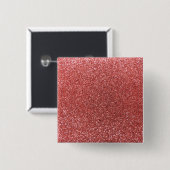 Koraalroze glitter vierkante button 5,1 cm (Voorkant /achterkant)