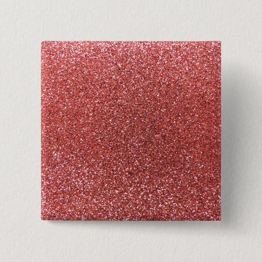 Koraalroze glitter vierkante button 5,1 cm (Voorkant)