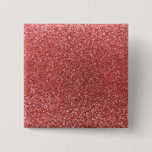 Koraalroze glitter vierkante button 5,1 cm