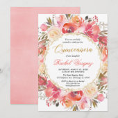 Koraalroze gouden tuin Quinceanera Kaart (Voorkant / Achterkant)