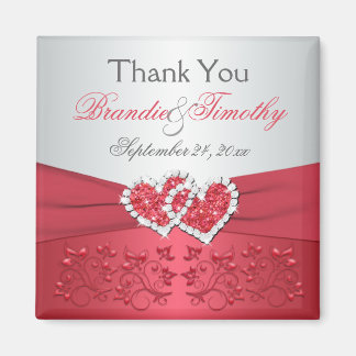 Koraalroze, grijze bloemen trouwgunst magneet