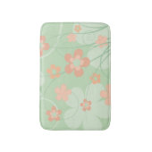 Koraalroze groene bloemen Eenvoudige schattige len Badmat (Voorkant Verticaal)