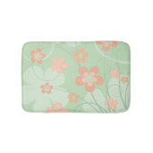 Koraalroze groene bloemen Eenvoudige schattige len Badmat (Voorkant)