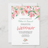 Koraalroze groene Floral Border Weduwen Uitnodigin Kaart (Voorkant)